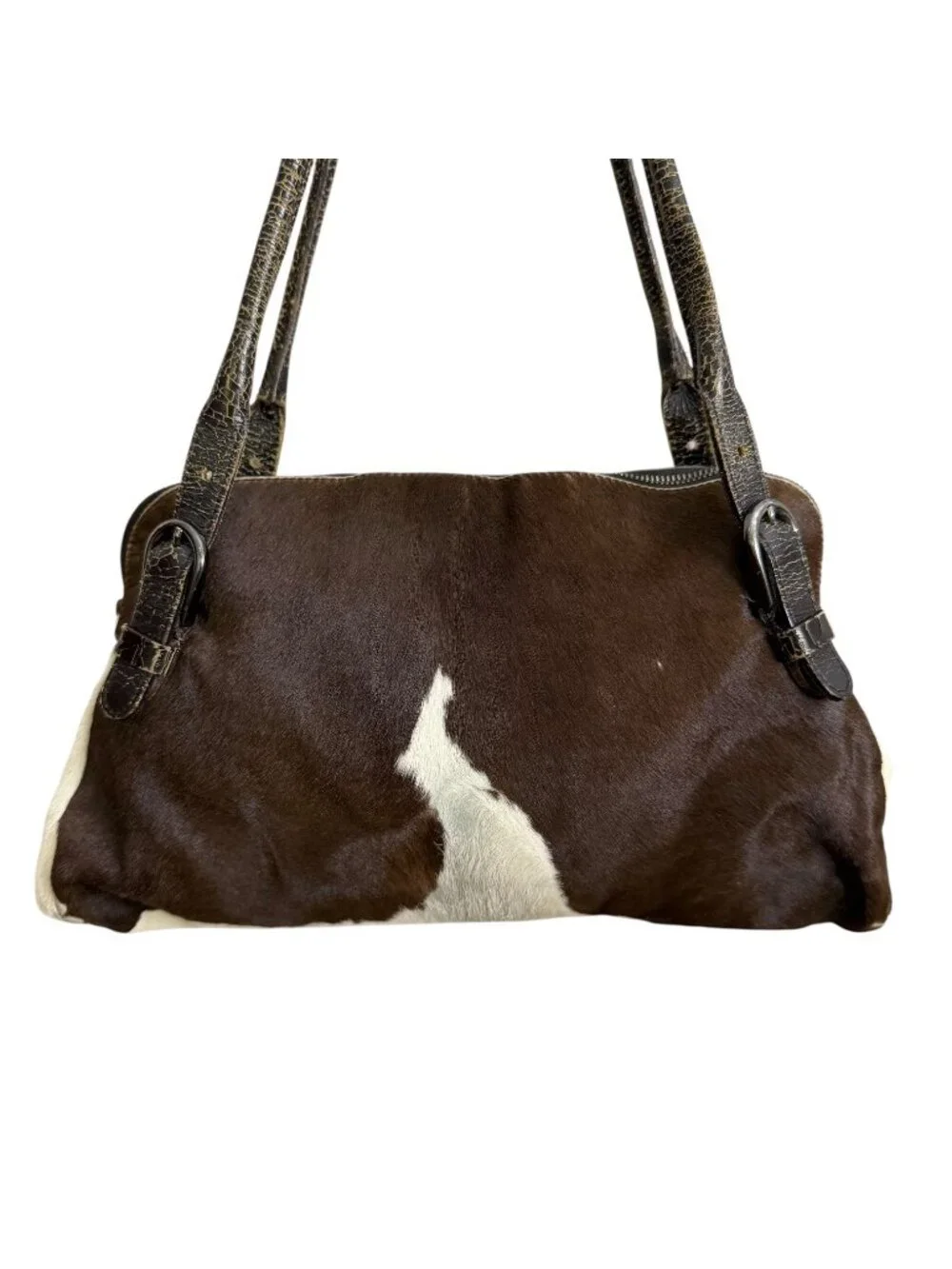 Miu Miu Cow Print Calf Hair Leather Shoulder Bag Slouchy Animal Print Maximalist